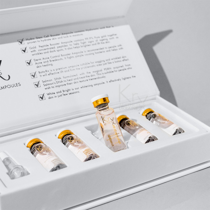 HYDRO STEMCELL MESO BOOSTER AMPOULE. Гелевий бустер-концентрат зі Стовбуровими Клітинами 6-ти ботанікал екстрактів та гіалуронової кислоти для глибокого зволоження всіх типів шкіри. Бокс з 5 ампул х 5 мл