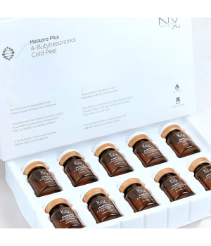 MELAPRO PLUS COLD PEEL. Відбілюючий пілінг з Бутилрезорцинолом та Глутатіоном, спеціально розроблений для терапії гіперпігментації будь-якого походження, 10 ампул по 3 мл